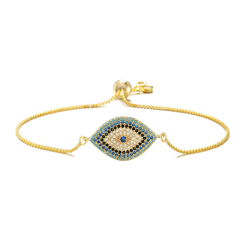 Bracelet turc tendance en zircon œil maléfique ajustable