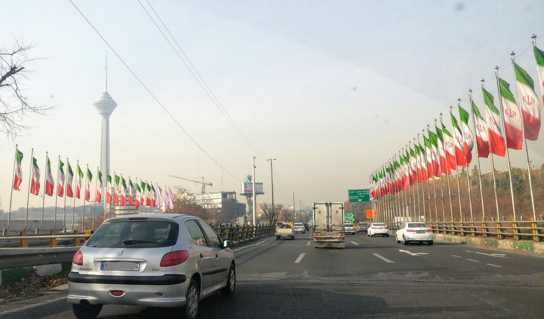 Milad Tower rising above western Tehran, photographed in Tehran, Iran