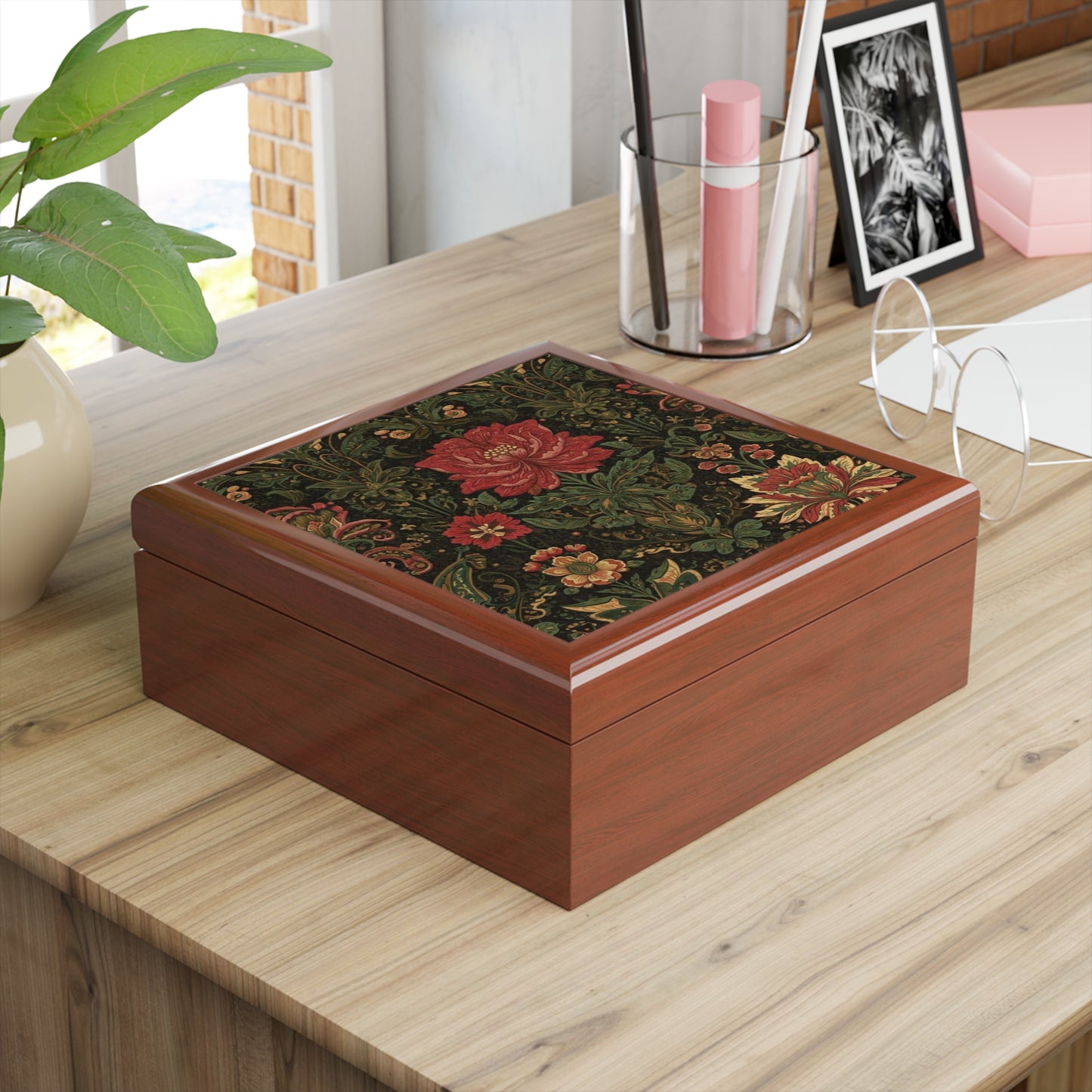 Persian Floral Tapestry Jewelry Box