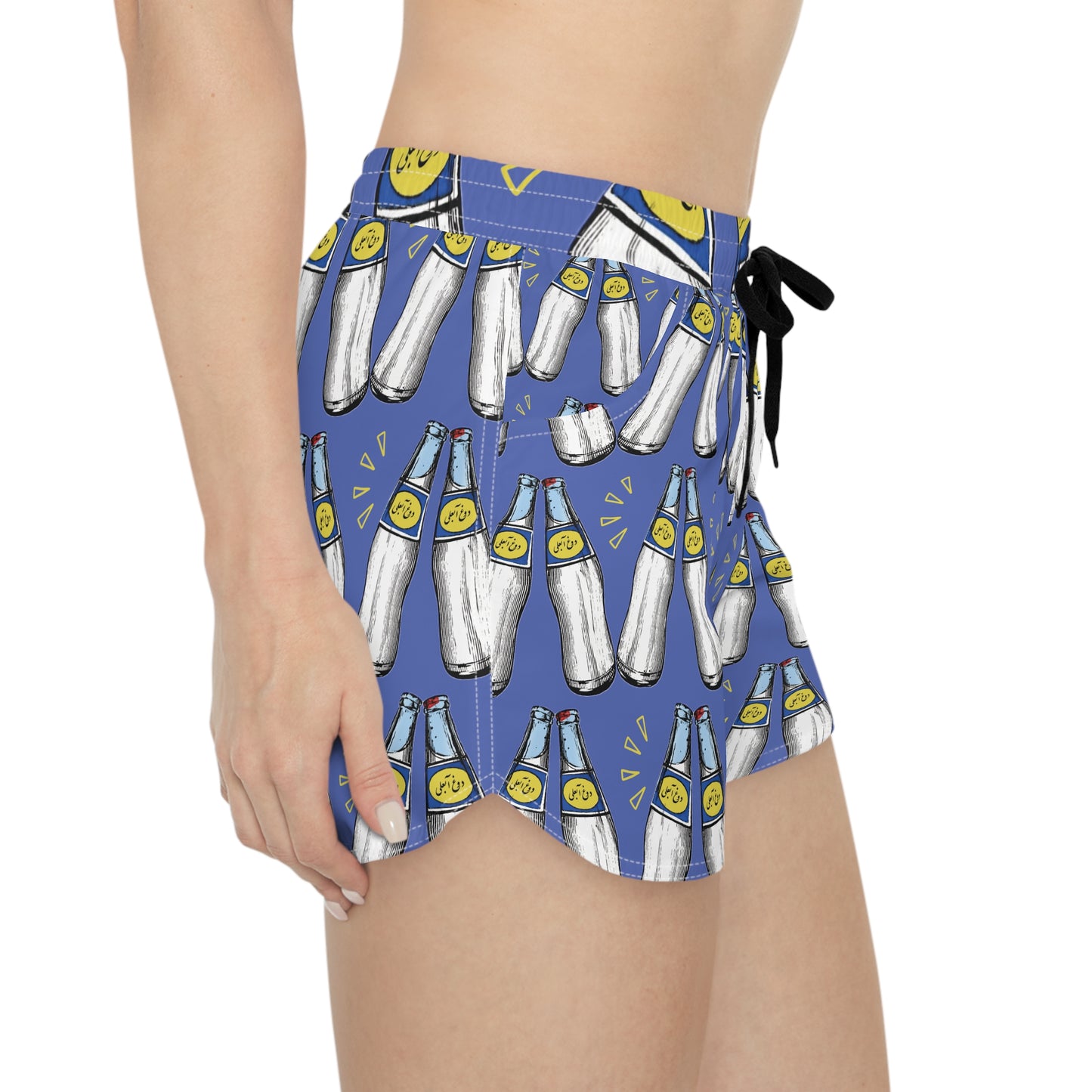 Blue Lemon Dough Pattern Women's Casual Shorts — Fun Summer Beach Lounge Shorts