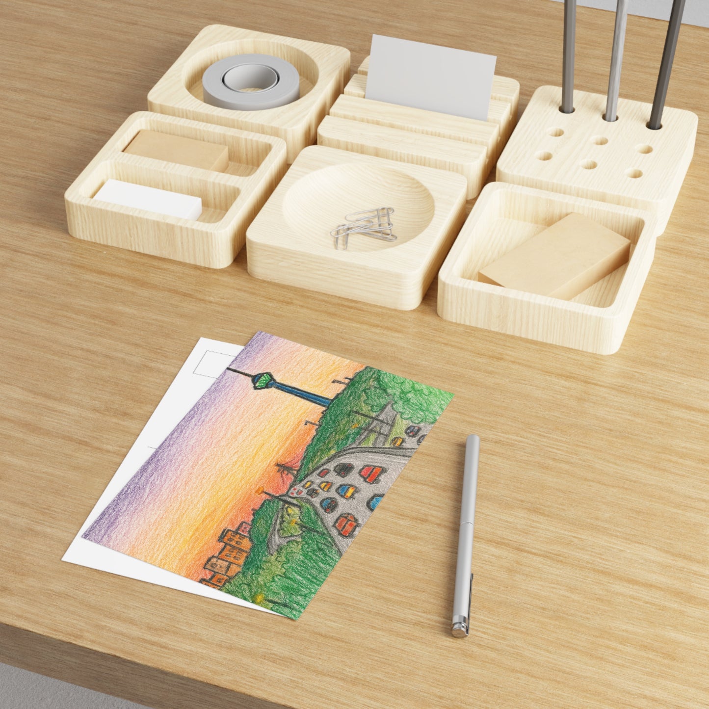 Illustration de la tour Milad au coucher du soleil à Téhéran (Ensemble de cartes postales) 