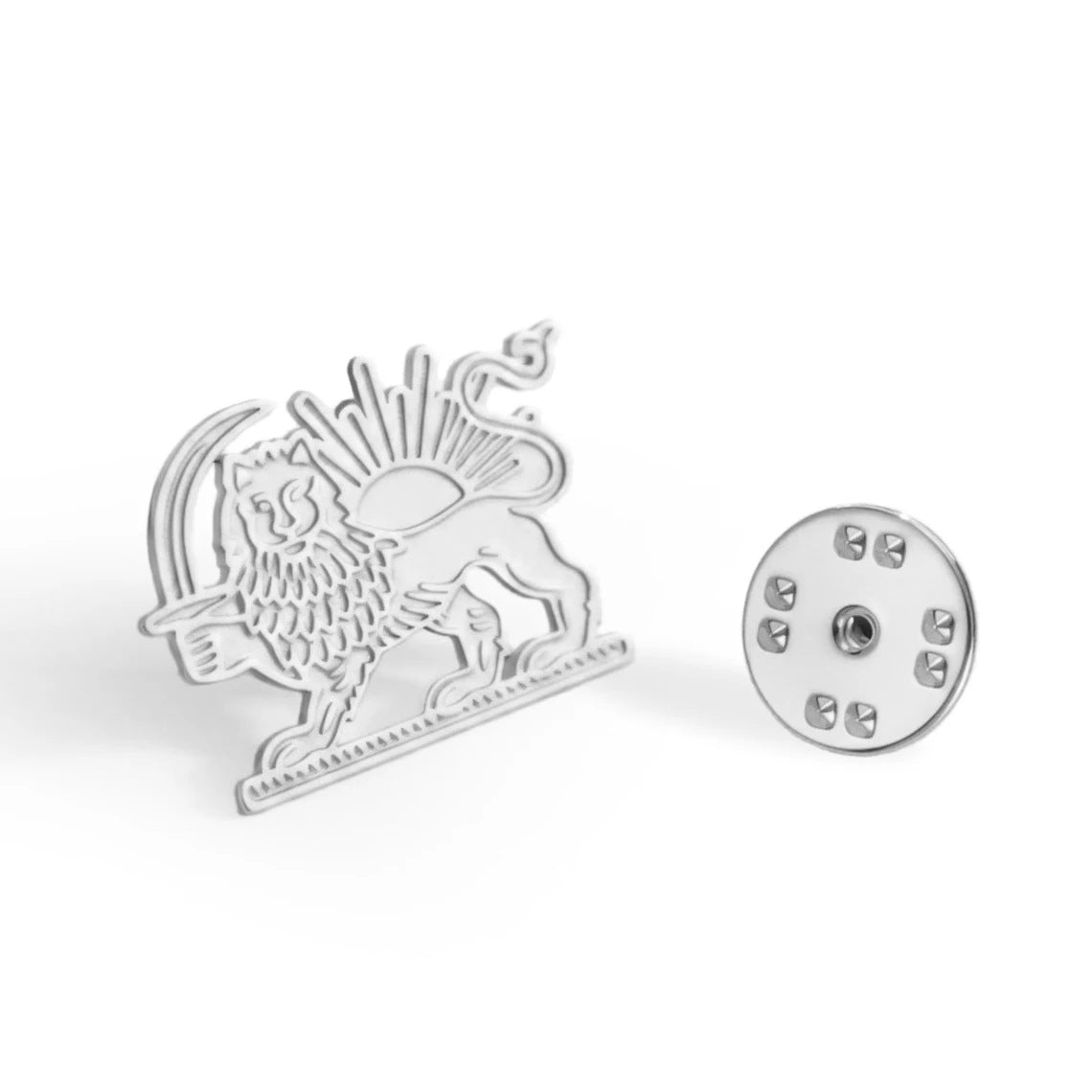 Broche Symbole Lion et Soleil Persans – Pin's en Acier