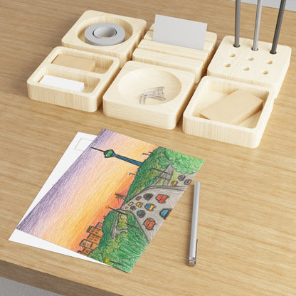 Illustration de la tour Milad au coucher du soleil à Téhéran (Ensemble de cartes postales) 