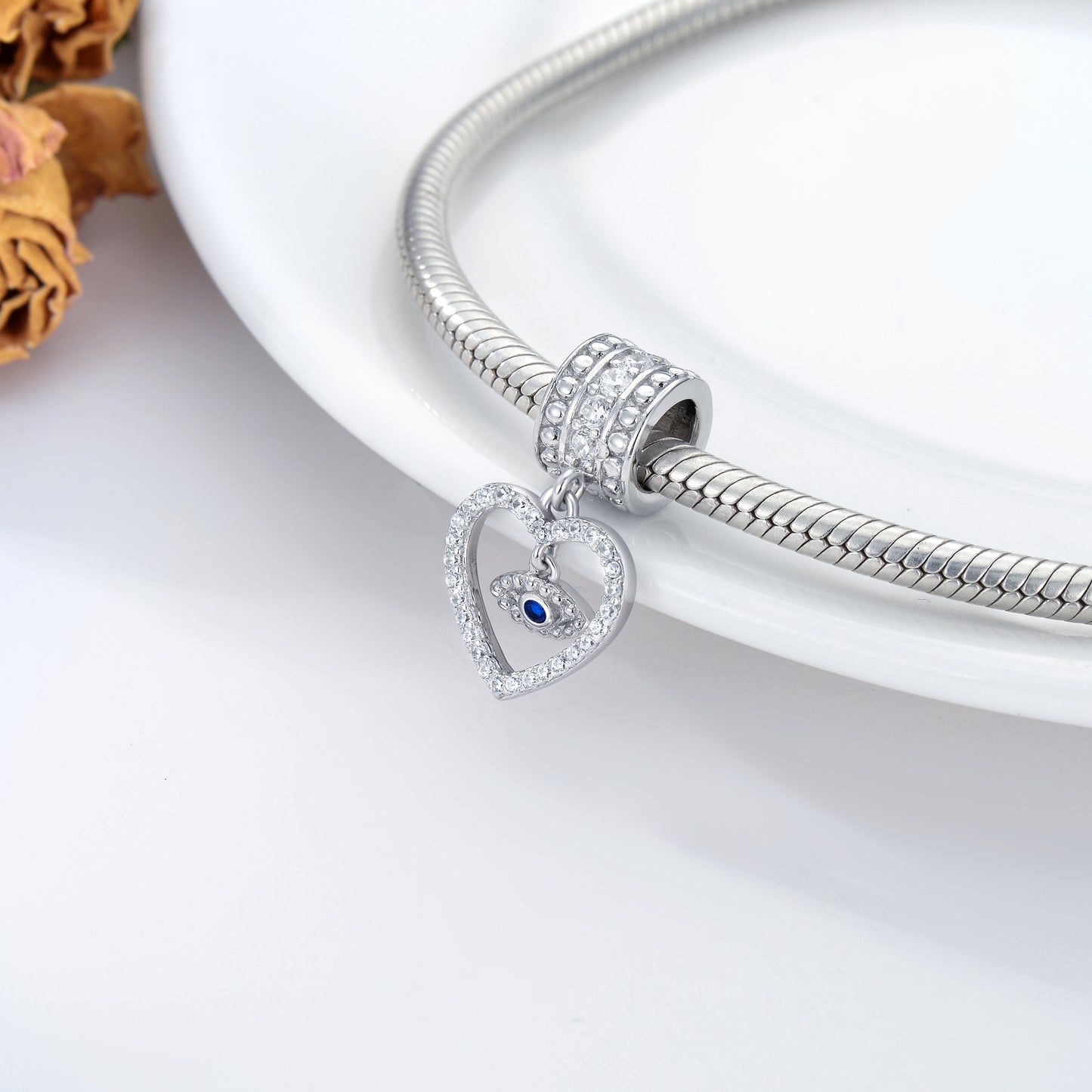 Breloque Cœur Œil Maléfique (Argent 925)