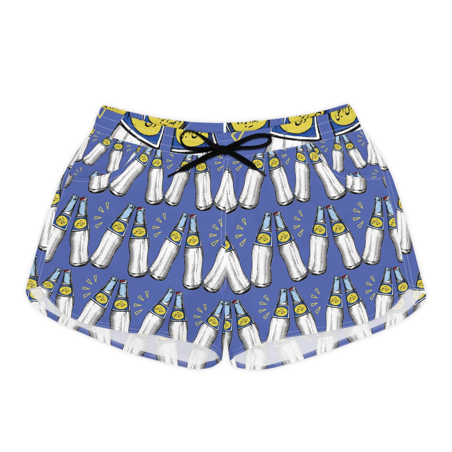 Blue Lemon Dough Pattern Women's Casual Shorts — Fun Summer Beach Lounge Shorts