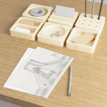 Cartes postales esquisse au crayon de la tour Azadi — Coffret de cartes postales d'art représentant un monument historique