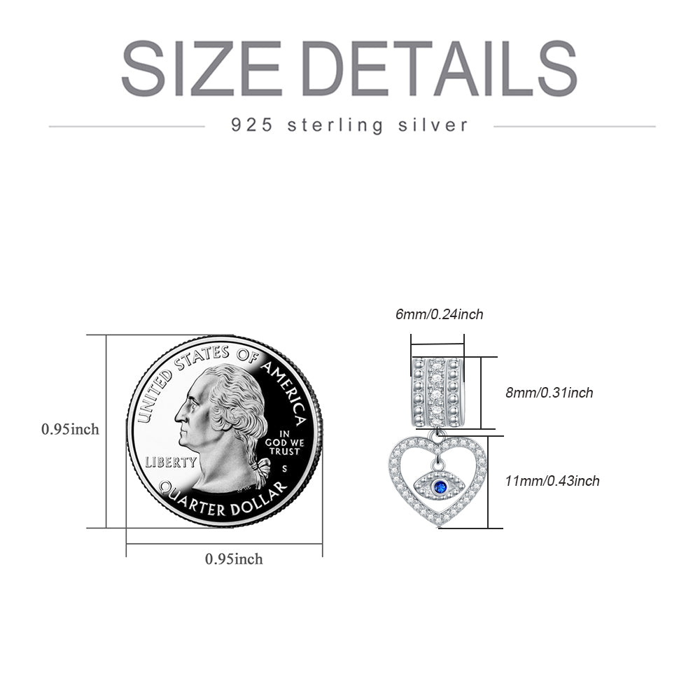 Breloque Cœur Œil Maléfique (Argent 925)